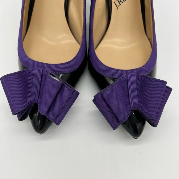J Renee Marva Slingback Size 7 M Black Patent Leather Purple Bow - Picture 5 of 16